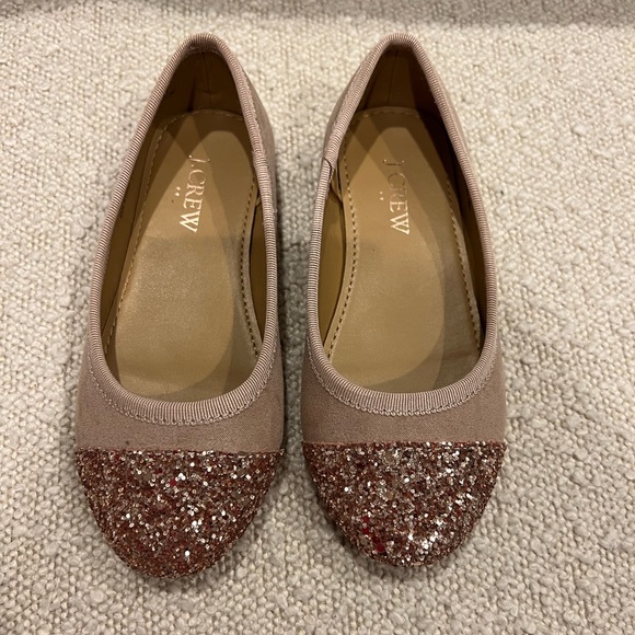 Crewcuts by J.Crew Little Girls Glitter Cap-toe Ballet Flats in Rose Gold Sz 10 - Picture 3 of 8